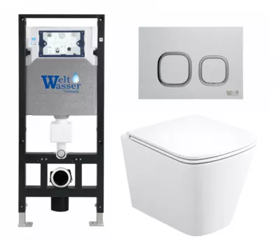 Комплект 3 в 1 инсталляция WeltWasser WW Amberg 506 10000005662 + Унитаз подвесной Enio Binario Tornado EN4180237 + кнопка белая 10000005662+10000005629+EN4180237