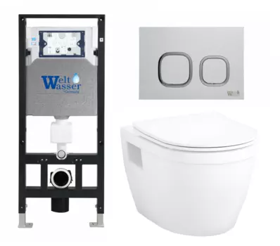 Комплект 3 в 1 инсталляция WeltWasser WW Amberg 506 10000005662 + Унитаз подвесной Enio Bolo EN8350034 + кнопка белая 10000005662+10000005629+EN8350034