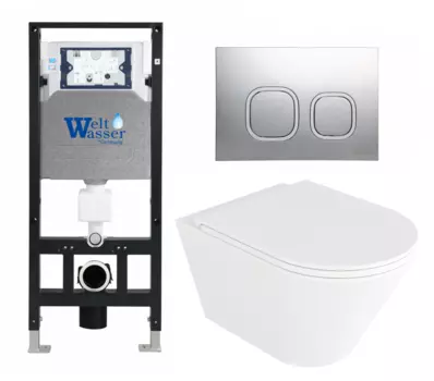 Комплект 3 в 1 инсталляция WeltWasser WW Amberg 506 10000005662 + Унитаз подвесной Enio Cento EN4280110 + кнопка хром 10000005662+10000005534+EN4280110