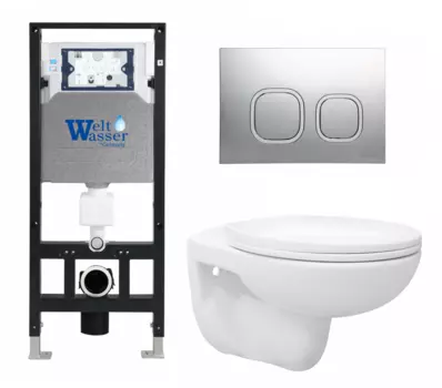 Комплект 3 в 1 инсталляция WeltWasser WW Amberg 506 10000005662 + Унитаз подвесной Enio Ekos EN0170571 + кнопка хром 10000005662+10000005534+EN0170571