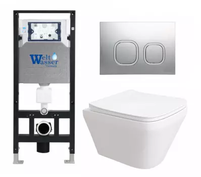 Комплект 3 в 1 инсталляция WeltWasser WW Amberg 506 10000005662 + Унитаз подвесной Enio Vicino EN9170544 + кнопка хром 10000005662+10000005534+EN9170544