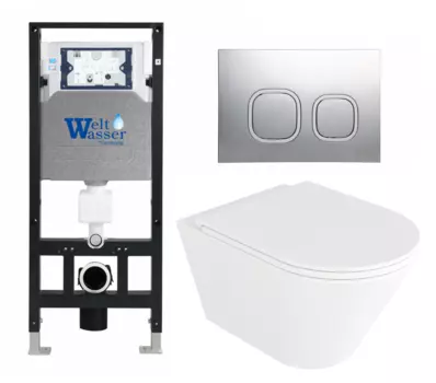 Комплект 3 в 1 инсталляция WeltWasser WW Amberg 506 10000005662 + Унитаз подвесной Enio Cento EN4280110 + кнопка хром матовая 10000005662+10000005986+EN4280110
