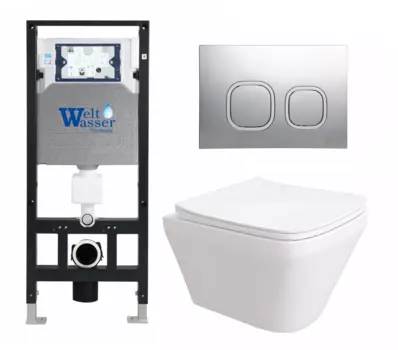 Комплект 3 в 1 инсталляция WeltWasser WW Amberg 506 10000005662 + Унитаз подвесной Enio Vicino EN9170544 + кнопка хром матовая 10000005662+10000005986+EN9170544