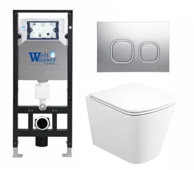 Комплект 3 в 1 инсталляция WeltWasser WW Amberg 506 10000005662 + Унитаз подвесной Enio Binario Tornado EN4180237 + кнопка хром матовая 10000005662+10000005986+EN4180237