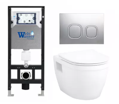 Комплект 3 в 1 инсталляция WeltWasser WW Amberg 506 10000005662 + Унитаз подвесной Enio Bolo EN8350034 + кнопка хром матовая 10000005662+10000005986+EN8350034