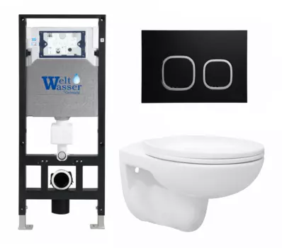 Комплект 3 в 1 инсталляция WeltWasser WW Amberg 506 10000005662 + Унитаз подвесной Enio Ekos EN0170571 + кнопка черная матовая 10000005662+10000005535+EN0170571