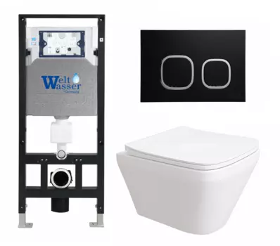 Комплект 3 в 1 инсталляция WeltWasser WW Amberg 506 10000005662 + Унитаз подвесной Enio Vicino EN9170544 + кнопка черная матовая 10000005662+10000005535+EN9170544