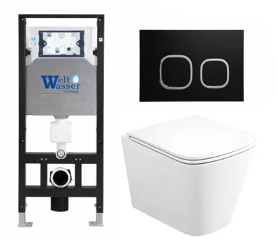 Комплект 3 в 1 инсталляция WeltWasser WW Amberg 506 10000005662 + Унитаз подвесной Enio Binario Tornado EN4180237 + кнопка черная матовая 10000005662+10000005535+EN4180237