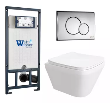 Комплект 3 в 1 инсталляция WeltWasser WW Marberg 507 + Унитаз подвесной Enio Vicino EN9170544 с кнопкой хром RD 10000005949+10000005952+EN9170544