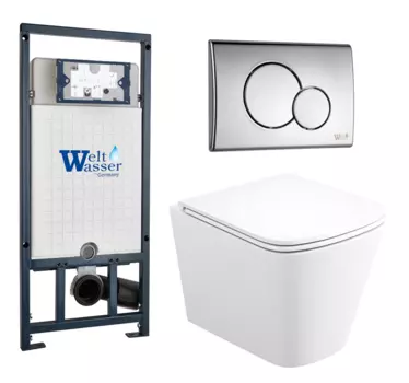 Комплект 3 в 1 инсталляция WeltWasser WW Marberg 507 + Унитаз подвесной Enio Binario Tornado EN4180237 с кнопкой хром RD 10000005949+10000005952+EN4180237