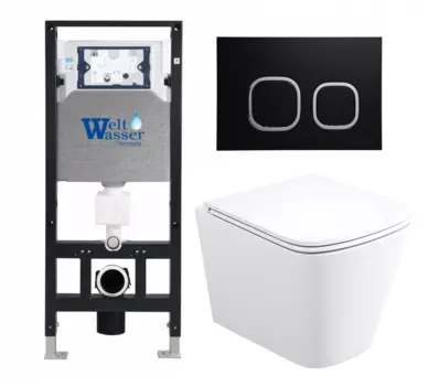 Комплект 3 в 1 инсталляция WeltWasser WW Amberg 506 10000005662 + Унитаз подвесной Enio Binario + кнопка черная