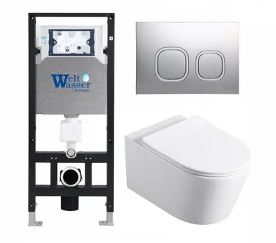 Комплект 3 в 1 инсталляция WeltWasser WW Amberg 506 10000005662 + Унитаз Vincea Cute VT1-24 + кнопка хром