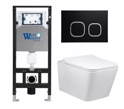 Комплект 3 в 1 инсталляция WeltWasser WW Amberg 506 10000005662 + Унитаз Vincea Q-Line VT1-12 + кнопка черная