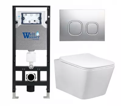 Комплект 3 в 1 инсталляция WeltWasser WW Amberg 506 10000005662 + Унитаз Vincea Q-Line VT1-12 + кнопка хром