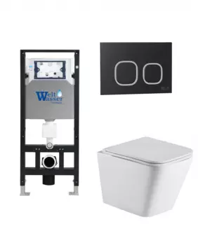 Комплект 3 в 1 инсталляция WeltWasser WW Amberg 506 + Подвесной унитаз WeltWasser Gelbach 043 GL-WT + Клавиша смыва WeltWasser WW Amberg RD-BL