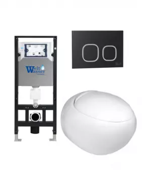 Комплект 3 в 1 инсталляция WeltWasser WW Amberg 506 + Подвесной унитаз WeltWasser Jeckenbach 004 GL-WT + Клавиша смыва WeltWasser WW Amberg RD-BL