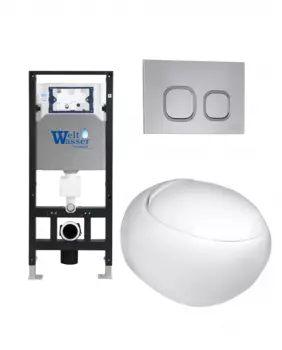 Комплект 3 в 1 инсталляция WeltWasser WW Amberg 506 + Подвесной унитаз WeltWasser Jeckenbach 004 GL-WT + Клавиша смыва WeltWasser WW Amberg RD-CR