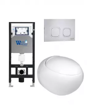 Комплект 3 в 1 инсталляция WeltWasser WW Amberg 506 + Подвесной унитаз WeltWasser Jeckenbach 004 GL-WT + Клавиша смыва WeltWasser WW Amberg RD-MT