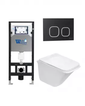 Комплект 3 в 1 инсталляция WeltWasser WW Amberg 506 + Подвесной унитаз WeltWasser Rotbach 004 GL-WT + Клавиша смыва WeltWasser WW Amberg RD-BL