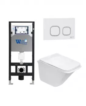 Комплект 3 в 1 инсталляция WeltWasser WW Amberg 506 + Подвесной унитаз WeltWasser Rotbach 004 GL-WT + Клавиша смыва WeltWasser WW Amberg RD-WT
