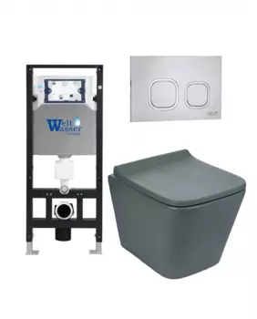 Комплект 3 в 1 инсталляция WeltWasser WW Amberg 506 + Подвесной унитаз WeltWasser SK Gelbach 041 MT-GR + Клавиша смыва WeltWasser WW Amberg RD-MT