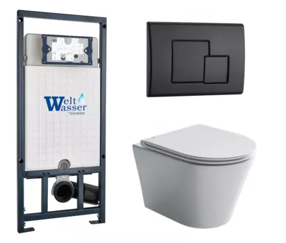 Комплект 3 в 1 инсталляция WeltWasser WW Marberg 507 + Подвесной унитаз Ceramica Nova Forma CN3011 с кнопкой черной SE 10000005949 + CN3011 + 10000010239