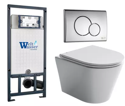 Комплект 3 в 1 инсталляция WeltWasser WW Marberg 507 + Подвесной унитаз Ceramica Nova Forma CN3011 с кнопкой хром RD 10000005949 + CN3011 + 10000005952