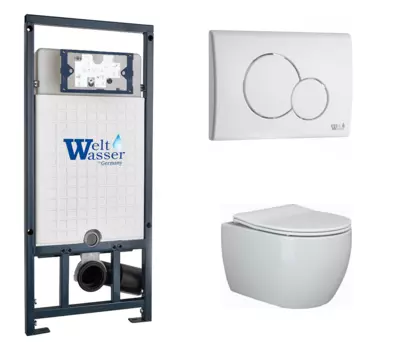 Комплект 3 в 1 инсталляция WeltWasser WW Marberg 507 + Подвесной унитаз Ceramica Nova Play CN3001 с кнопкой белой RD 10000005949 + CN3001 + 10000010236
