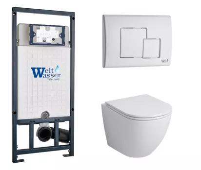 Комплект 3 в 1 инсталляция WeltWasser WW Marberg 507 + Подвесной унитаз Grossman GR-4455S с кнопкой белой SE 10000005949 + GR-4455S + 10000010237