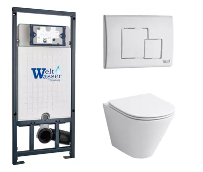 Комплект 3 в 1 инсталляция WeltWasser WW Amberg 507 + Подвесной унитаз Grossman GR-4477S с кнопкой белой SE 10000005949 + GR-4477S + 10000010237