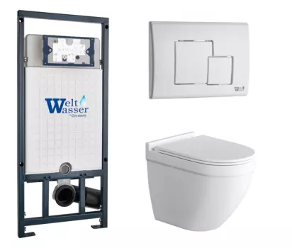 Комплект 3 в 1 инсталляция WeltWasser WW Amberg 507 + Подвесной унитаз Grossman GR-4483S с кнопкой белой SE 10000005949 + GR-4483S + 10000010237