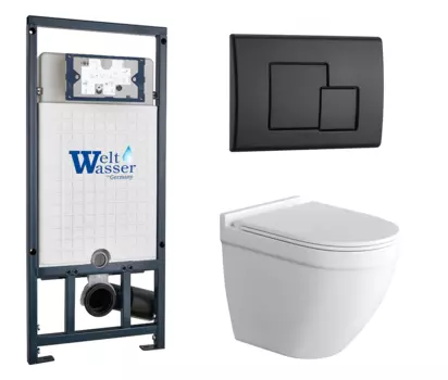 Комплект 3 в 1 инсталляция WeltWasser WW Amberg 507 + Подвесной унитаз Grossman GR-4483S с кнопкой черной SE 10000005949 + GR-4483S + 10000010239
