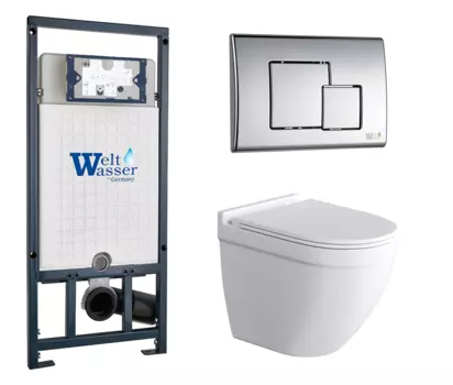 Комплект 3 в 1 инсталляция WeltWasser WW Amberg 507 + Подвесной унитаз Grossman GR-4483S с кнопкой хром SE 10000005949 + GR-4483S + 10000005953