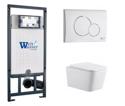 Комплект 3 в 1 инсталляция WeltWasser WW Marberg 507 + Подвесной унитаз SinteSi BALTI с кнопкой белой RD 10000005949 + SIN-TS-BLT-171 + 10000010236