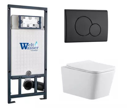 Комплект 3 в 1 инсталляция WeltWasser WW Marberg 507 + Подвесной унитаз SinteSi BALTI с кнопкой черной RD 10000005949 + SIN-TS-BLT-171 + 10000010238