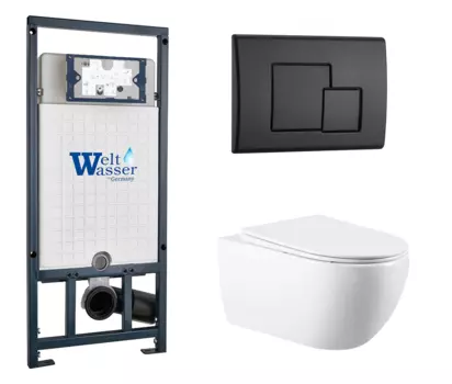 Комплект 3 в 1 инсталляция WeltWasser WW Marberg 507 + Подвесной унитаз Vincea Evo VT1-34 с кнопкой черной SE 10000005949 + VT1-34 + 10000010239