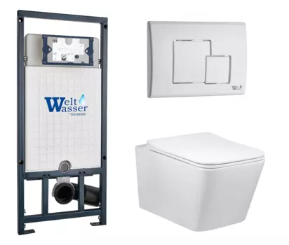 Комплект 3 в 1 инсталляция WeltWasser WW Marberg 507 + Подвесной унитаз Vincea Q-Line VT1-12 с кнопкой белой SE 10000005949 + VT1-12 + 10000010237