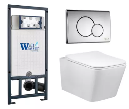 Комплект 3 в 1 инсталляция WeltWasser WW Marberg 507 + Подвесной унитаз Vincea Q-Line VT1-12 с кнопкой хром RD 10000005949 + VT1-12 + 10000005952