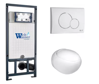 Комплект 3 в 1 инсталляция WeltWasser WW Marberg 507 + Подвесной унитаз WeltWasser Jeckenbach с кнопкой белой RD 10000005949 + 10000003809 + 10000010236