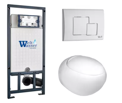 Комплект 3 в 1 инсталляция WeltWasser WW Marberg 507 + Подвесной унитаз WeltWasser Jeckenbach с кнопкой белой SE 10000005949 + 10000003809 + 10000010237