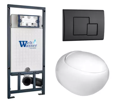 Комплект 3 в 1 инсталляция WeltWasser WW Marberg 507 + Подвесной унитаз WeltWasser Jeckenbach с кнопкой черной SE 10000005949 + 10000003809 + 10000010239