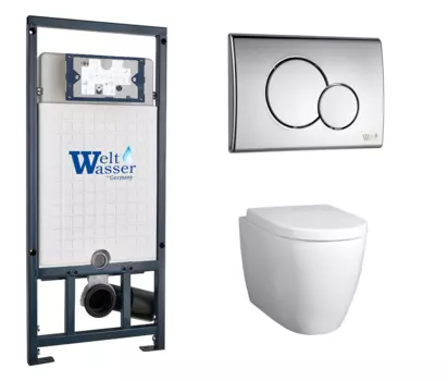 Комплект 3 в 1 инсталляция WeltWasser WW Amberg 507 + Унитаз подвесной BelBagno Marino с кнопкой хром RD 10000005949 + 10000005952 + BB105CHR + BB105SC