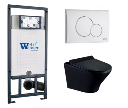 Комплект 3 в 1 инсталляция WeltWasser WW Marberg 507 + Унитаз подвесной Esbano Aster ESUPASTEBM с кнопкой белой RD 10000005949 + 10000010236 + ESUPASTEBM