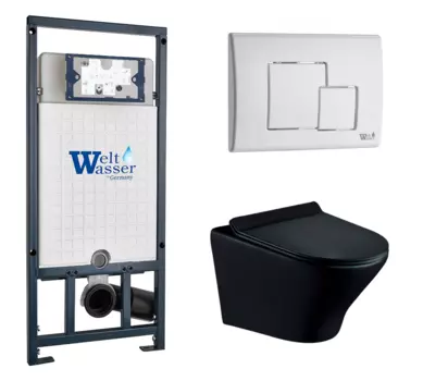 Комплект 3 в 1 инсталляция WeltWasser WW Marberg 507 + Унитаз подвесной Esbano Aster ESUPASTEBM с кнопкой белой SE 10000005949 + 10000010237 + ESUPASTEBM