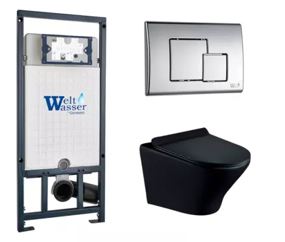 Комплект 3 в 1 инсталляция WeltWasser WW Marberg 507 + Унитаз подвесной Esbano Aster ESUPASTEBM с кнопкой хром SE 10000005949 + 10000005953 + ESUPASTEBM
