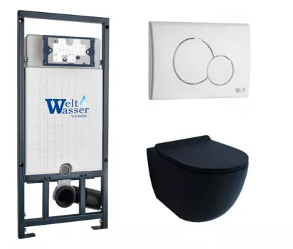 Комплект 3 в 1 инсталляция WeltWasser WW Marberg 507 + Унитаз подвесной Esbano Garcia черный с кнопкой белой RD 10000005949 + 10000010236 + ESUPGARCBM