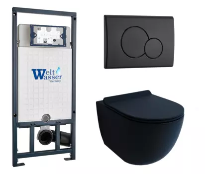 Комплект 3 в 1 инсталляция WeltWasser WW Marberg 507 + Унитаз подвесной Esbano Garcia черный с кнопкой черной RD 10000005949 + 10000010238 + ESUPGARCBM