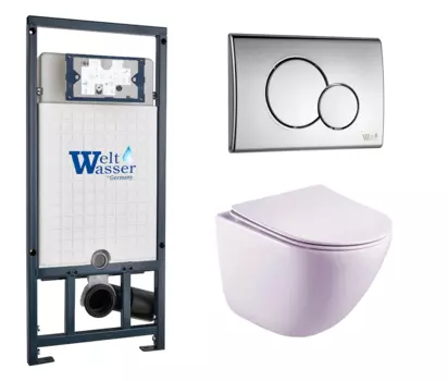Комплект 3 в 1 инсталляция WeltWasser WW Marberg 507 + Унитаз подвесной Esbano Lotus ESUPLOTUW с кнопкой хром RD 10000005949 + ESUPLOTUW + 10000005952