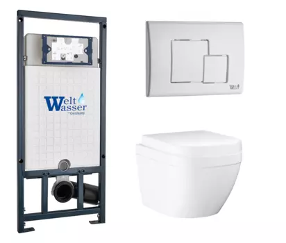Комплект 3 в 1 инсталляция WeltWasser WW Marberg 507 + Унитаз подвесной Grohe Euro Ceramic 39206000 с кнопкой белой SE 10000005949 + 10000010237 + 39206000 + 39330001