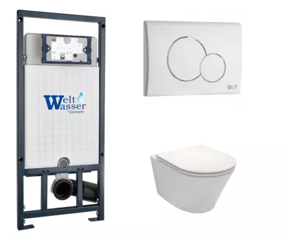 Комплект 3 в 1 инсталляция WeltWasser WW Marberg 507 + Унитаз подвесной Jacob Delafon Rodin+ EDY102-00 с кнопкой белой RD 10000005949 + EDY102-00 + E23280-00 + 10000010236